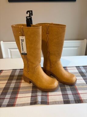 No Boundaries Women's Cognac Mid-Calf Riding Boots